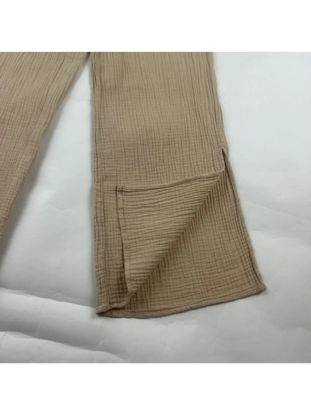 Magaschoni Khaki Crinkle Organic Cotton Lounge Pant XS